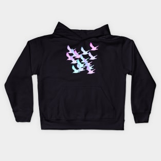 Seagulls (Translucent Gardient from Cyan to Magenta) Kids Hoodie